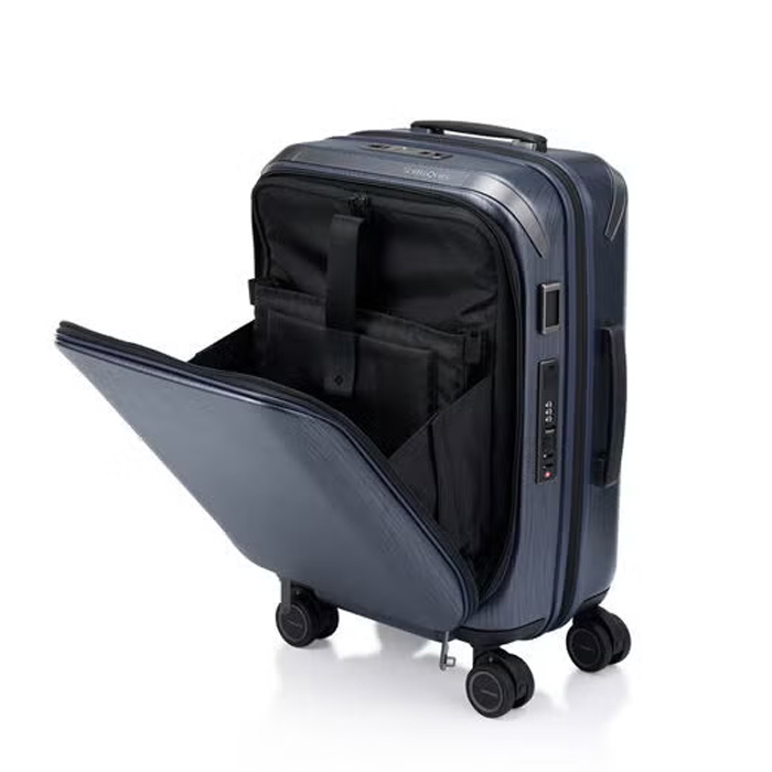 Samsonite 新秀麗【UNIMAX QO9】20吋筆電箱 1/9前開式PC硬殼抗菌減震剎車輪可擴充 重量4.3 kg，側邊客製化皮革烙印，配有專屬打包收納袋 